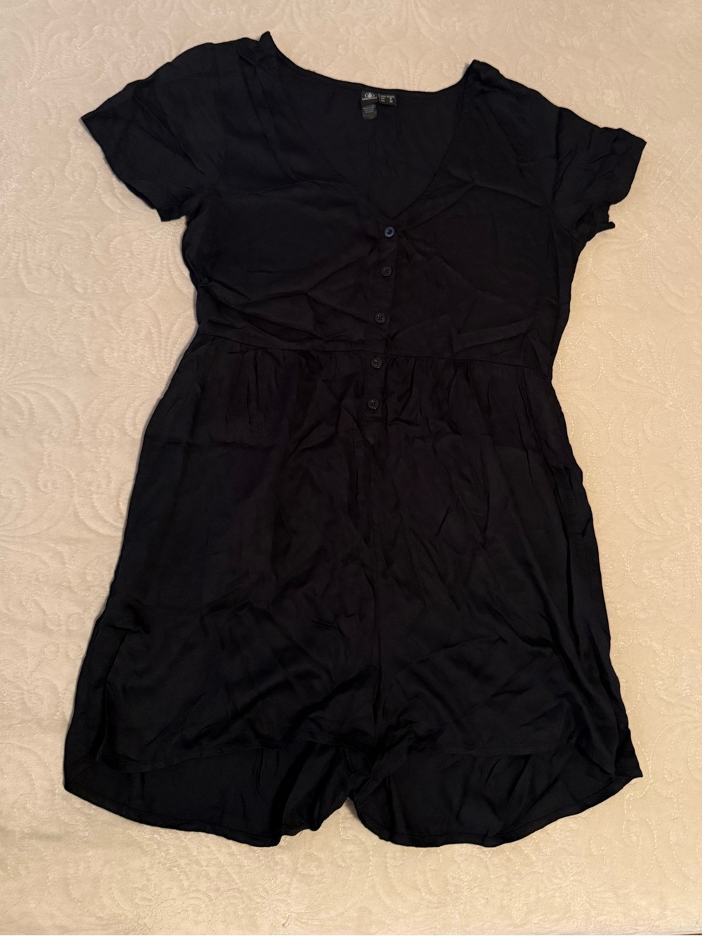 Volcom Black Short-Sleeve One-Piece Romper